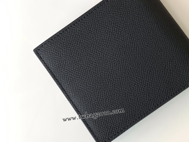 Burberry專門店新款男士短夾錢包 巴寶莉黑色小牛皮對折短夾 yxb1020